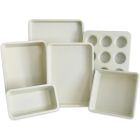 image shows USA Pan 6-Piece Ceramic Nonstick Bakeware Set | Vanilla  against a blank, white background Image