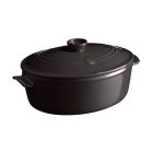 image shows Emile Henry 6.3 Qt. Oval Dutch Oven | Charcoal against a blank, white background Image