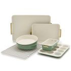 image shows GreenPan Reserve 7-Piece Bakeware Set | Sage against a blank, white background Image