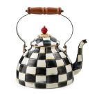 image shows MacKenzie-Childs Courtly Check 3 Qt. Tea Kettle against a blank, white background Image