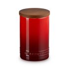 Le Creuset  Signature 26oz Stoneware Canister with Acacia Wood Lid | Cerise Image