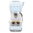 image shows SMEG 50's Retro Style Aesthetic Espresso Coffee Machine | Pastel Blue against a blank, white background Image
