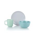 Everything Kitchens Modern Colorful Neutrals - Rippled 12-Piece Breakfast Set - Glazed | Dusty Purple, Blue, Light Green
