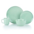 Everything Kitchens Modern Colorful Neutrals - Rippled 16-Piece Dinnerware Set - Glazed | Light Green
 Image