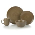 Everything Kitchens Modern Colorful Neutrals - Rippled 16-Piece Dinnerware Set - Matte | Mocha
 Image