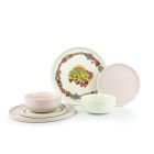 Everything Kitchens Modern Flat 24-Piece Dinnerware Set | Peace & Love + Soft Pink