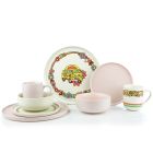 Everything Kitchens Modern Flat 32-Piece Dinnerware Set | Peace & Love + Soft Pink
