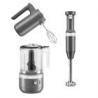 KitchenAid Matte Charcoal Grey Cordless Small Appliances Set | Hand Mixer, Hand Blender & Food Chopper