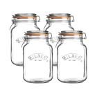 Circleware 67187 Mini Square Glass Spice Jar with Swing Top Gold Hermetic  Airtight Locking Lid Set