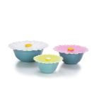 Mosser Glass Mixing Bowl Set with Silicone Lids | Georgia Blue & Daisies