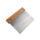 image shows Stainless Steel Dough Scraper with Wooden Handle against a blank, white background Image