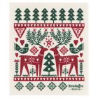  image shows Ecologie by Danica Swedish Sponge Dish Cloth | Folk Forest against a blank, white background deer christmas green and red Image