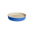 image shows Sassafras Superstone&reg; Deep Dish Pizza Stone & Pie Baker | Blue Glazed  against a blank, white background   Image