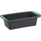 image shows Trudeau Silicone 8.5" x 4.5" Loaf Pan | Grey & Mint against a blank, white background Image