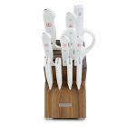 W&Uuml;STHOF Gourmet White 12-Piece Knife Block Set | Acacia Image