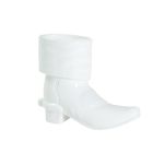  image shows Mosser Glass 1.25oz Cowboy Boot Shot Glass | Milk against a blank, white background Image