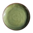 image shows TarHong Retreat Pottery 10.5" Dinner Plate | Green against a blank, white background
 Image