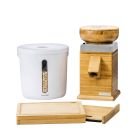 NutriMill Harvest Grain Mill | Silver, Cutting Board & Canister Bundle