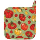 image shows Now Designs by Danica Chef Potholder | Heirloom Tomatoes against a blank, white background   Image