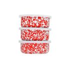 image shows Crow Canyon 3-Piece 14oz Storage Bowl Set | Red Splatter  against a blank, white background Image
