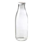 image shows Le Parfait 1L French Glass Milk Beverage Bottle with Metal Twist Cap against a blank, white background Image
