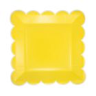  image shows My Mind's Eye 8-Piece 9" Square Paper Plates | Yellow Scalloped against a blank, white background Image