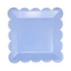 image shows My Mind's Eye 8-Piece 9" Scalloped Square Paper Plates | Blue  against a blank, white background Image
