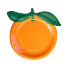 image shows My Mind's Eye 8-Piece Orange Shaped Paper Plates  against a blank, white background Image