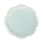 image shows My Mind's Eye 8-Piece 9" Scallops Paper Plates | Aqua against a blank, white background Image