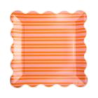 image shows My Mind's Eye 8-Piece 10" Paper Plates | Orange & Pink Striped  against a blank, white background Image