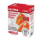 image shows NESCO 50 Quart Sized Heavy Duty Vacuum Sealer Bags | 9" x 12"  against a blank, white background Image