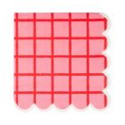 image shows My Mind's Eye 24-Piece Grid Cocktail Napkins | Red and Pink  against a blank, white background Image