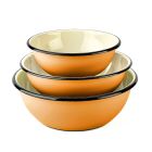 image shows STP 3-Piece Enamel Bowl Set | Mustard  against a blank, white background Image
