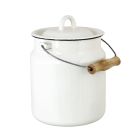 image shows STP Vintage Enamel 3.3L Milk Can with Lid | Pure White  against a blank, white background
 Image