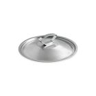 A covered pan with a wooden spoon rests on a white countertop, ready for cooking or serving a meal.
 Image