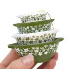 image shows Twinkl Toast Pyrex-Inspired Miniature Cinderella Bowl Stack Ornament | Spring Blossom  against a blank, white background Image