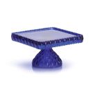 image shows Mosser Glass Elizabeth Square Cake Plate | Cobalt against a blank, white background Image