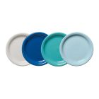 image shows Fiesta&reg; 4-Piece 7.25" Bistro Coupe Salad Plate Set | Coastal Blues  against a blank, white background Image