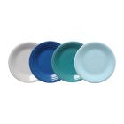 image shows Fiesta&reg; 4-Piece 7.25" Classic Rim Salad Plate Set | Coastal Blues against a blank, white background Image