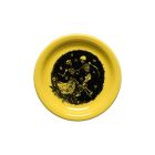 image shows Fiesta&reg; 6.125" Bistro Coupe Appetizer Plate | Skeleton Duet Sunflower against a blank, white background Image