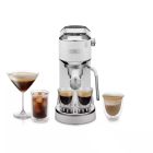 image shows De'Longhi Dedica Duo Espresso Machine with Cold Brew & Frothing Wand | White  against a blank, white background Image