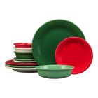  image shows Fiesta&reg; 12-Piece Classic Rim Dinnerware Set (Service of 4) | Christmas against a blank, white background Image