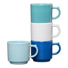 image shows Fiesta&reg; 4-Piece 16oz Stackable Mug Set | Coastal Blues against a blank, white background Image