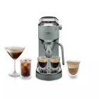 image shows De'Longhi Dedica Duo Espresso Machine with Cold Brew & Frothing Wand | Green against a blank, white background   Image