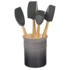 Le Creuset Craft Series 5pc Kitchen Utensil Set with Crock - Oyster Grey (JS450-7F)