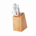 image shows KitchenAid Classic 7-Piece Self-Sharpening Knife Block Set | White Handles with Natural Block against a blank, white background Image