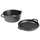 image shows Lodge Cast Iron 6 Qt. Chef Style Double Dutch Oven  against a blank, white background Image