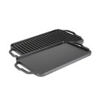 image shows Lodge Cast Iron 19.5" x 10" Chef Style Rectangular Reversible Grill/Griddle against a blank, white background Image