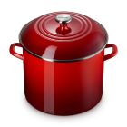 image shows Le Creuset 16 Qt. Enamel On Steel Stockpot with Stainless Steel Knob |  Cerise  against a blank, white background Image