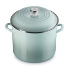 image shows Le Creuset 16 Qt. Enamel On Steel Stockpot with Stainless Steel Knob | Sea Salt against a blank, white background Image